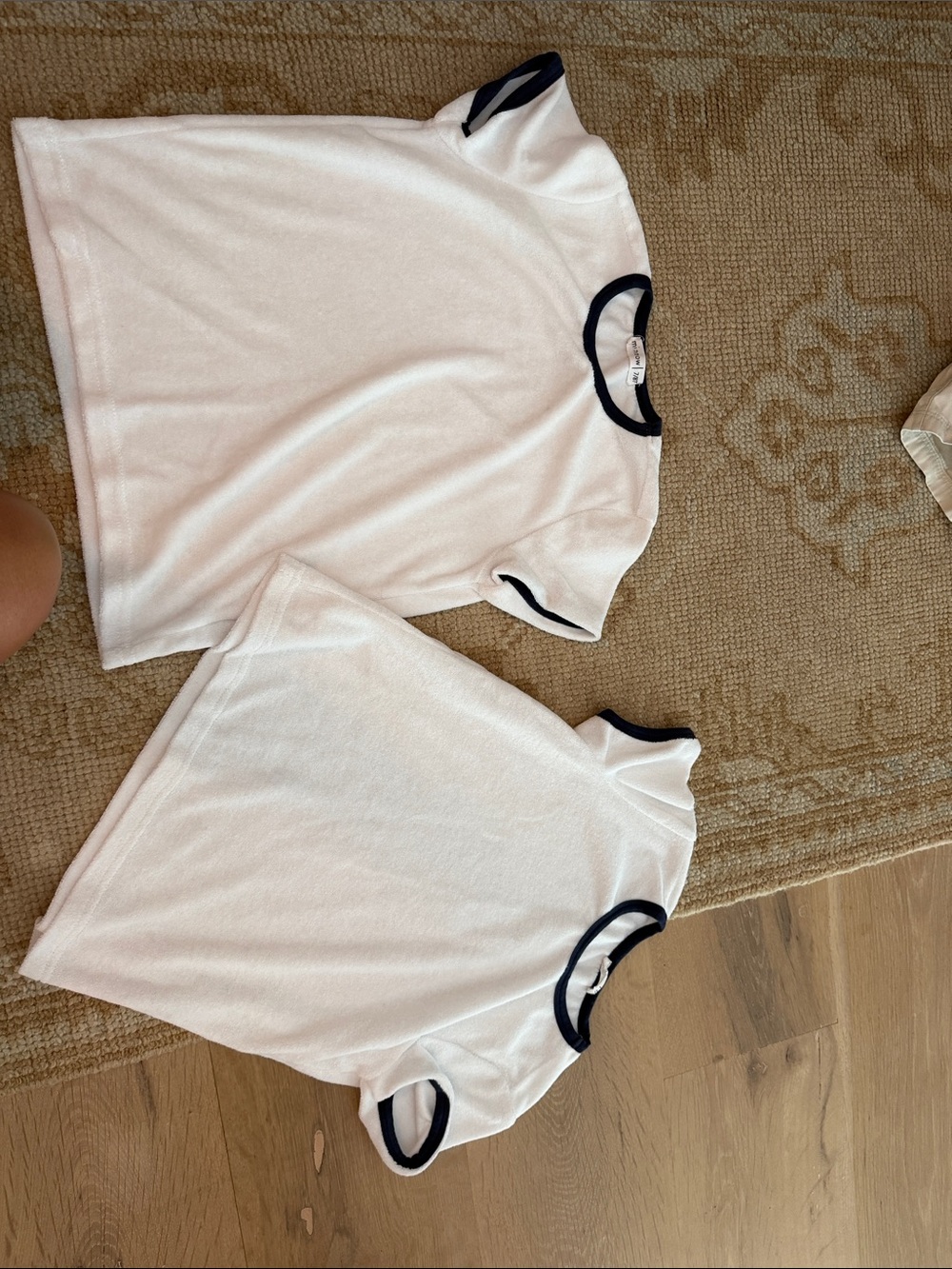 White Tee Shirt with Black Trim - Set of 2 Minnow size 7/8 terricloth
